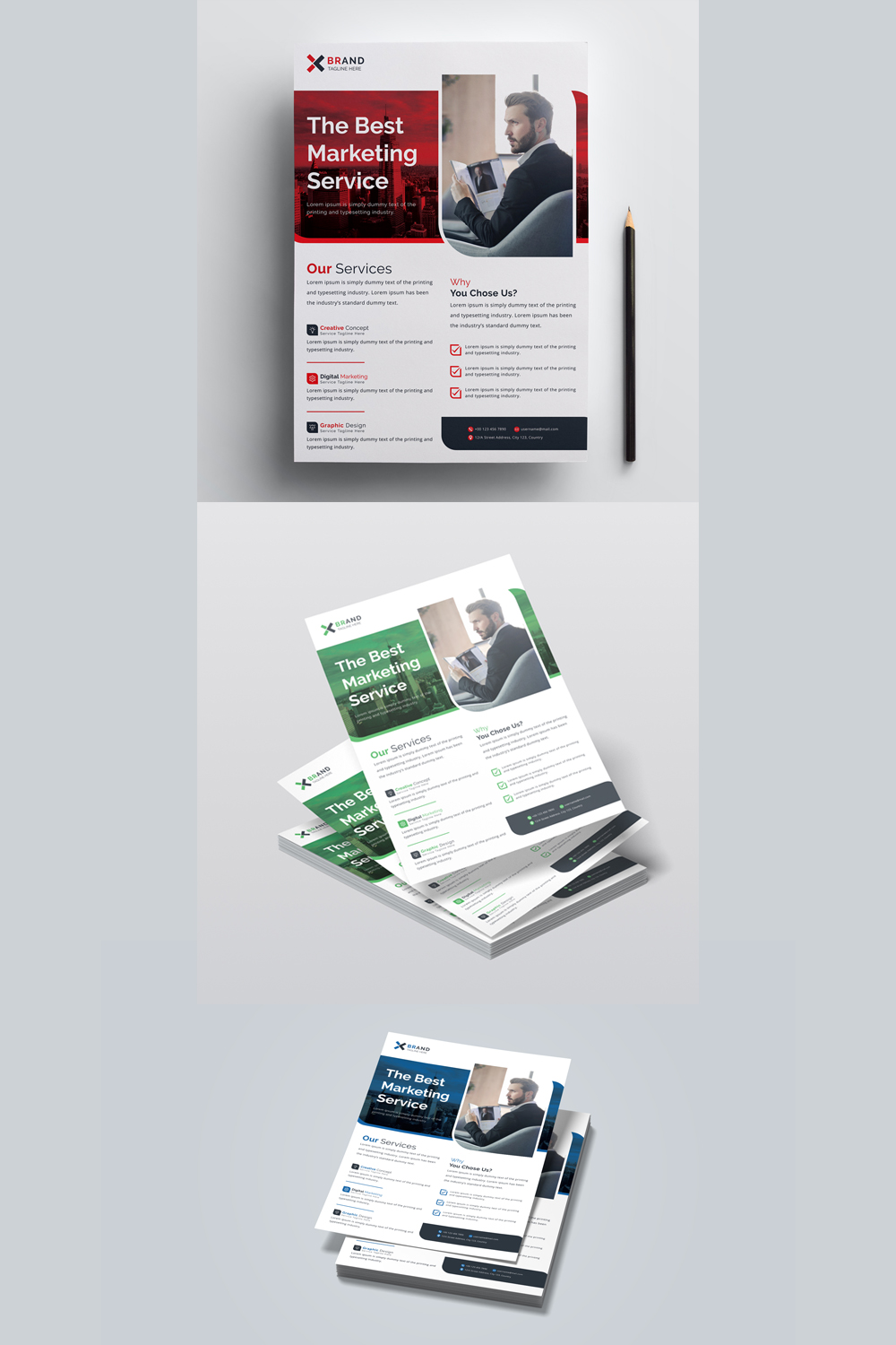 Modern Corporate Flyer Design Template pinterest preview image.