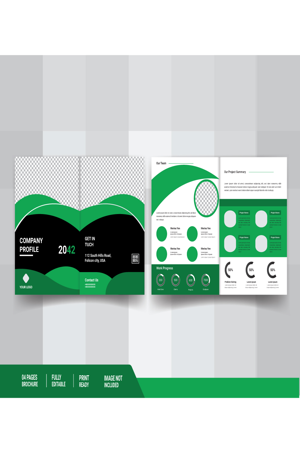 Bifold Company brochure template design pinterest preview image.