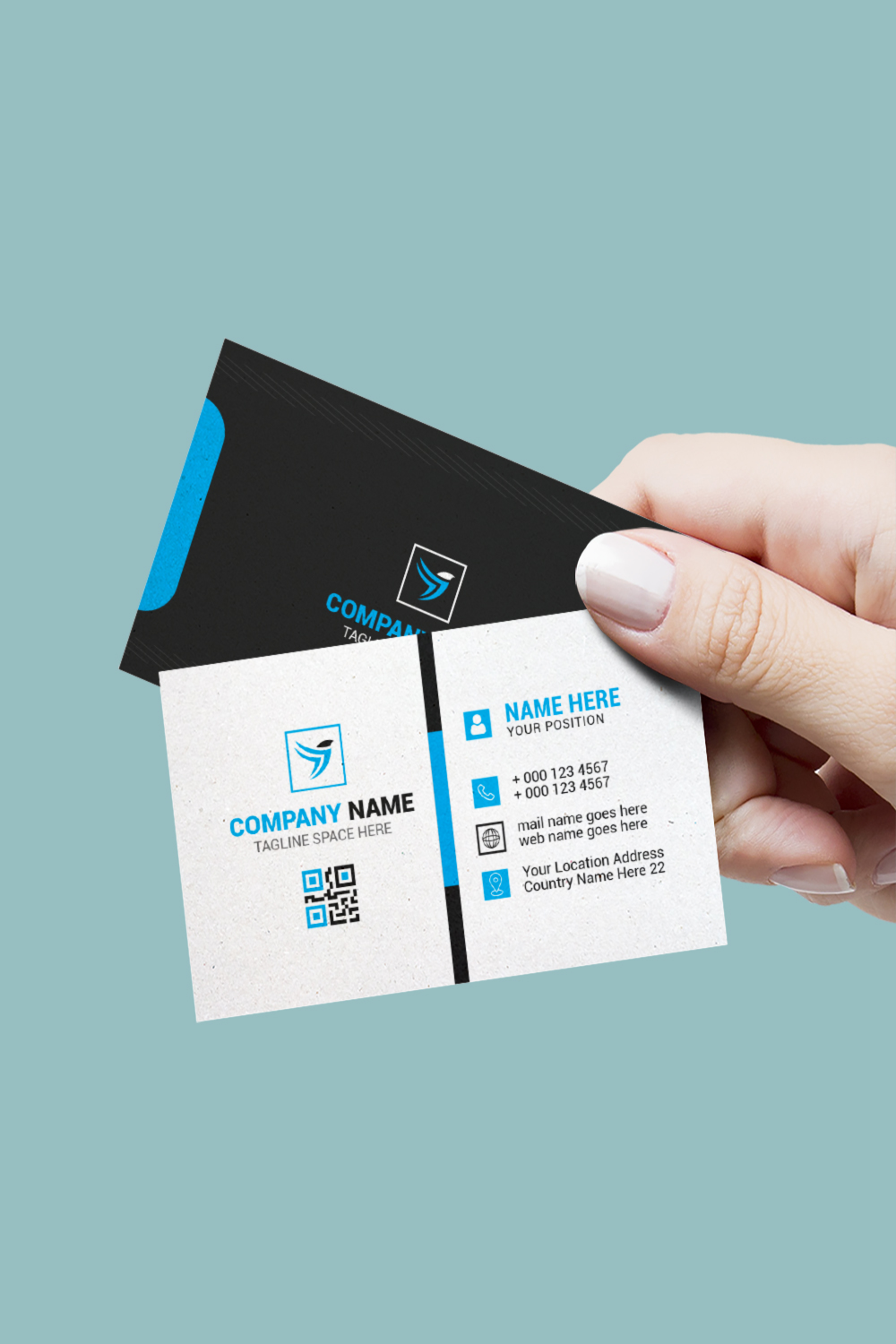 100+ Business Card Design Template Bundle pinterest preview image.