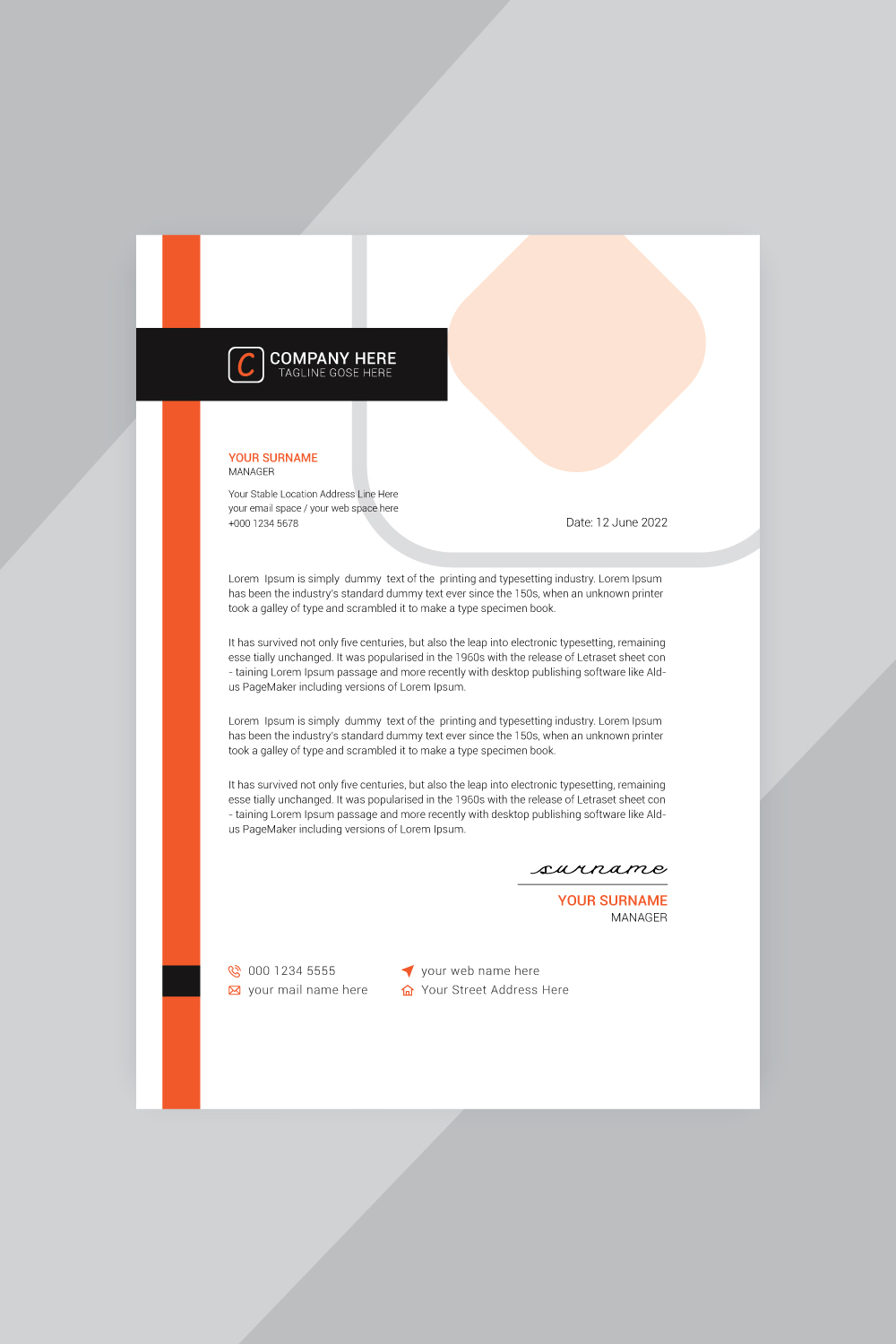 10 Simple Modern Letterhead Design Bundle Template pinterest preview image.