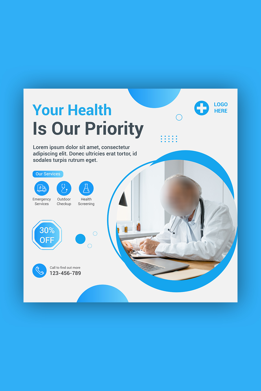 Healthcare Instagram Social Media Banner Ads Design pinterest preview image.