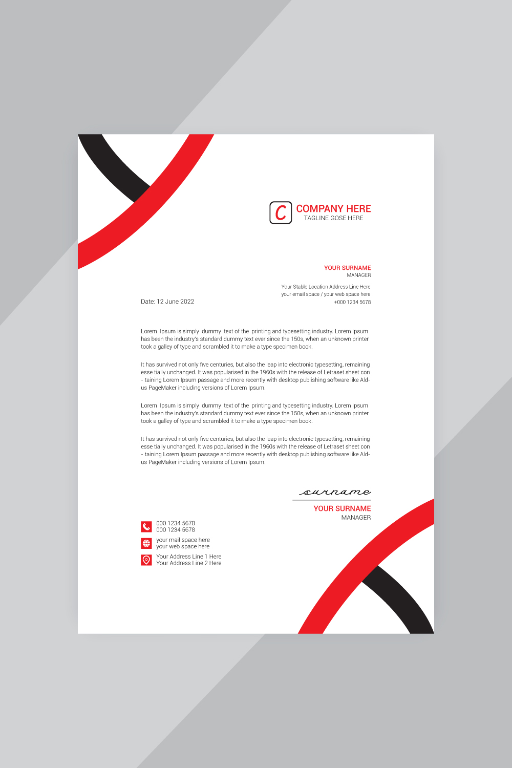 10 Letterhead Bundle Design Template pinterest preview image.