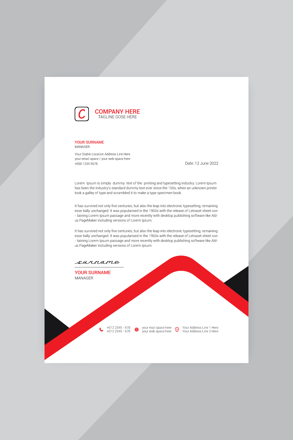 10 Company Letterhead Bundle Design Template pinterest preview image.