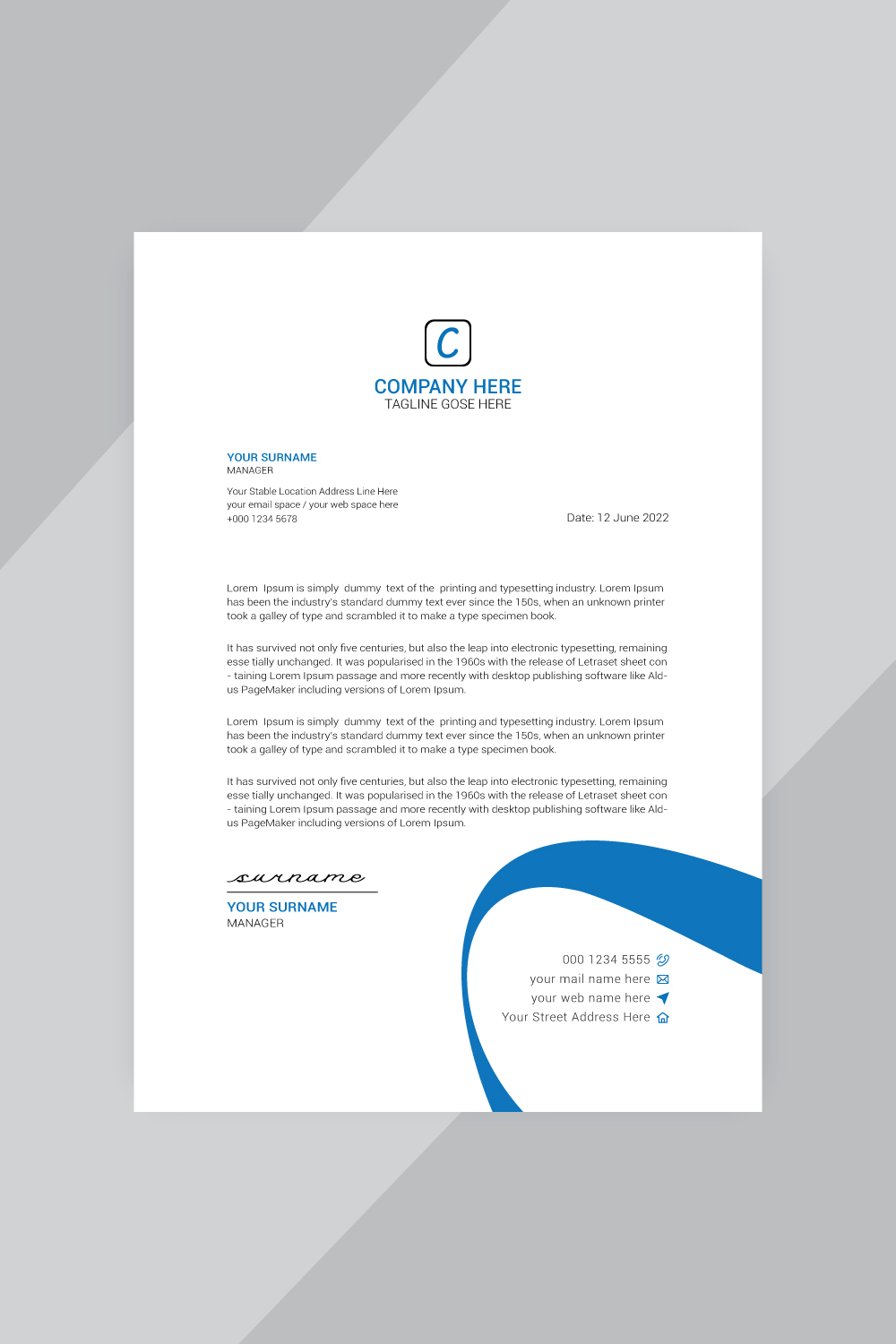 10 Modern Letterhead Design Bundle Template pinterest preview image.