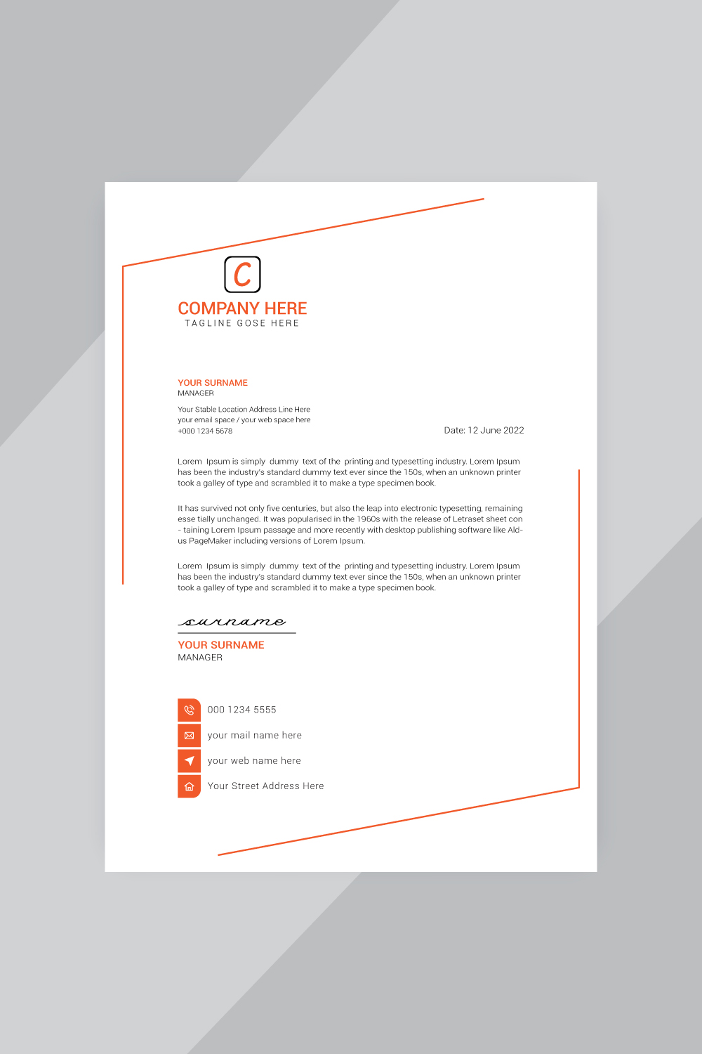 10 Modern Letterhead Design Bundle Template pinterest preview image.