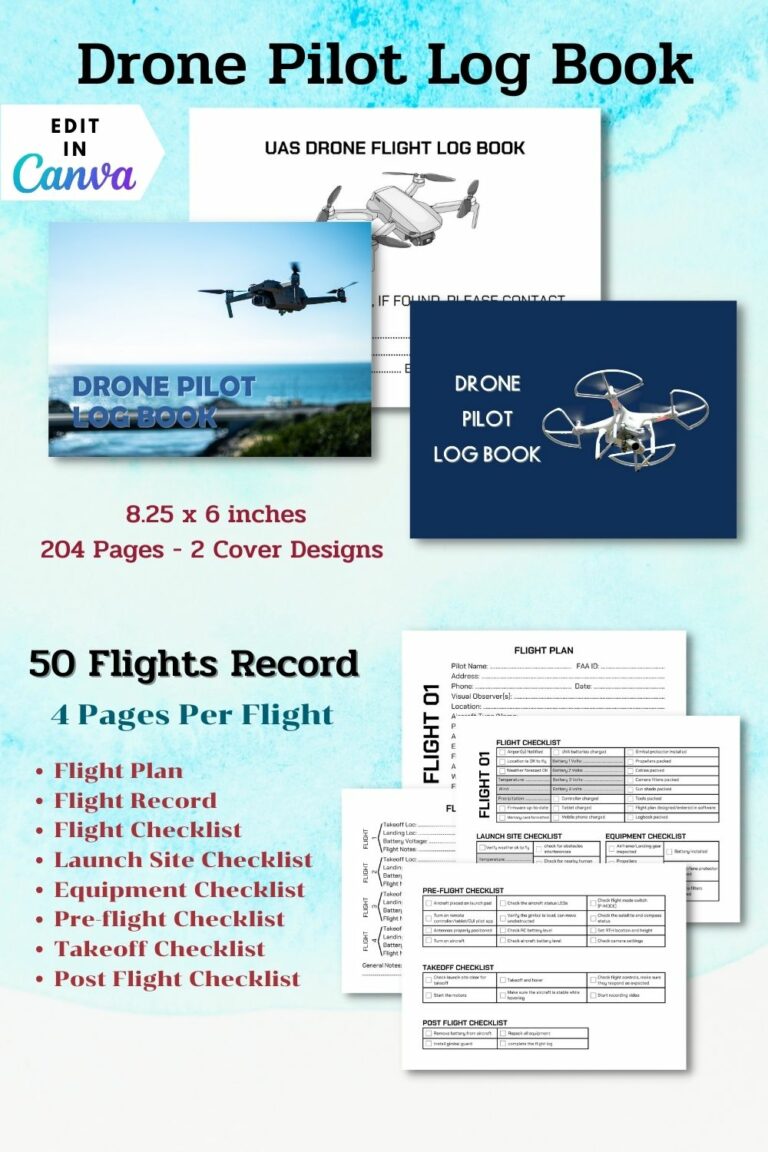Drone Pilot Logbook - Canva template - MasterBundles