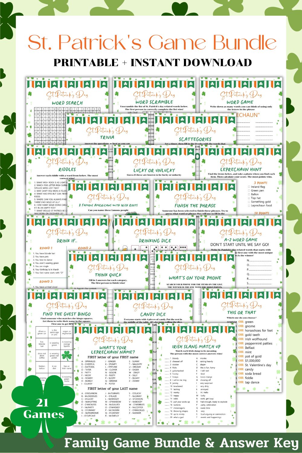 St Patrick s Day Game Bundle pinterest preview image.