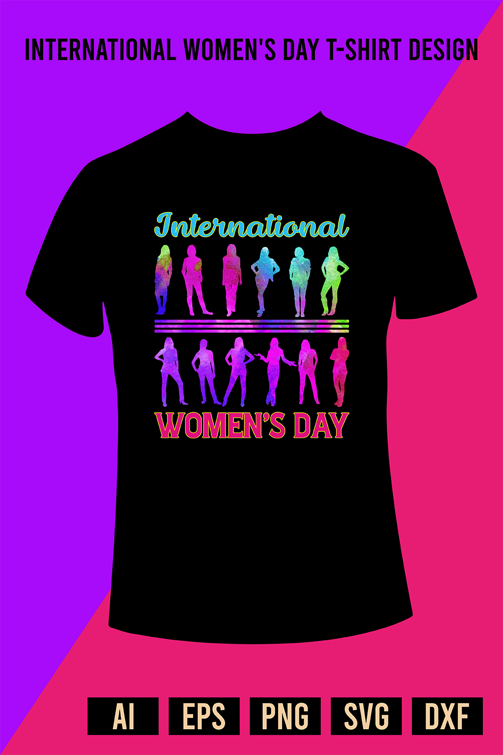 International Womens Day T-Shirt Design pinterest preview image.