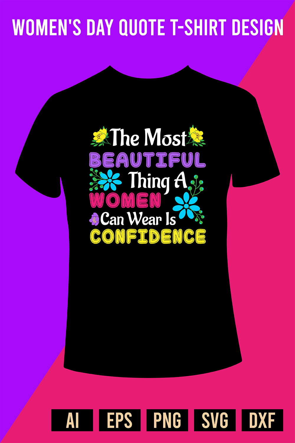 Womens Day Quote T-Shirt Design pinterest preview image.
