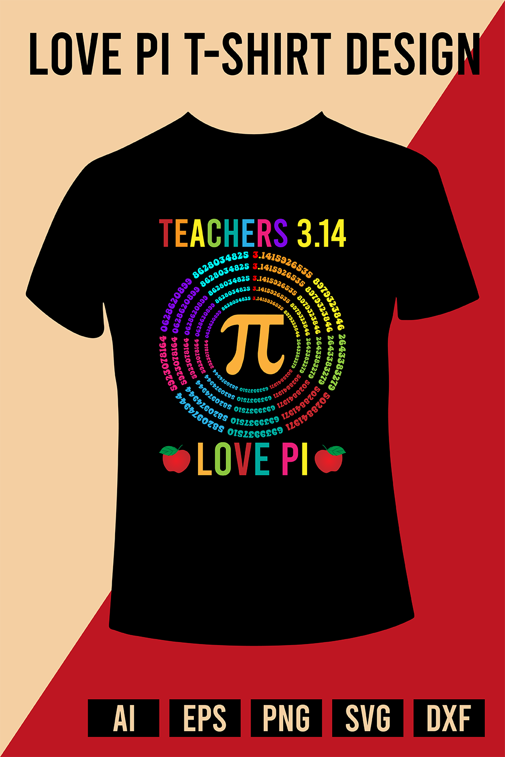 Love Pi T-Shirt Design pinterest preview image.