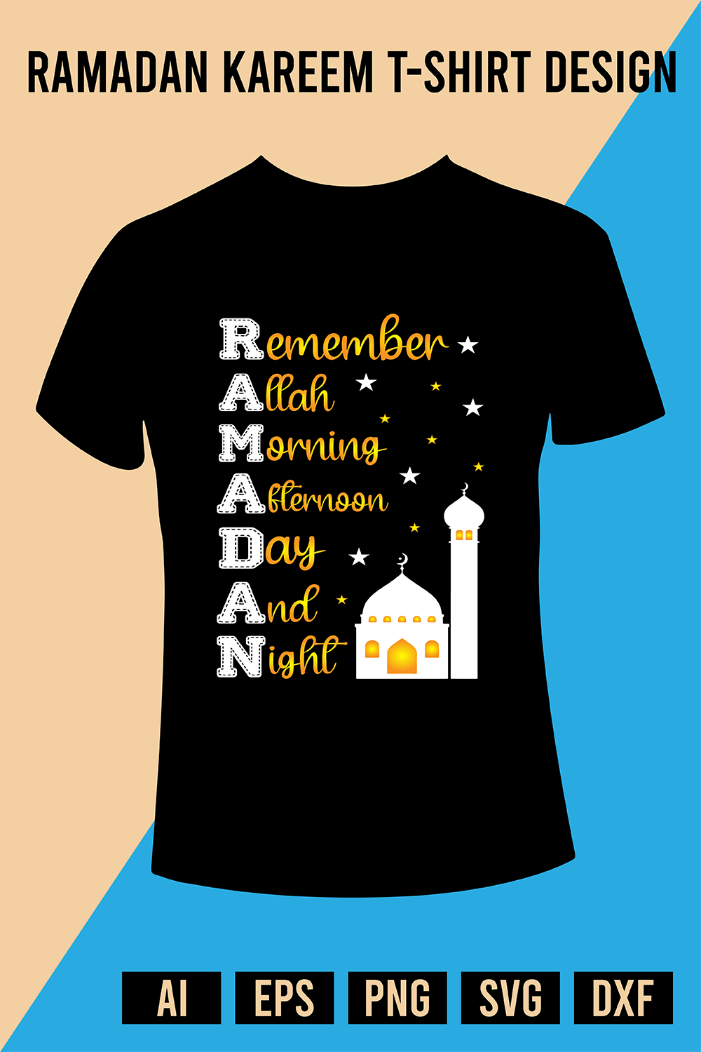 Ramadan Kareem T-Shirt Design pinterest preview image.