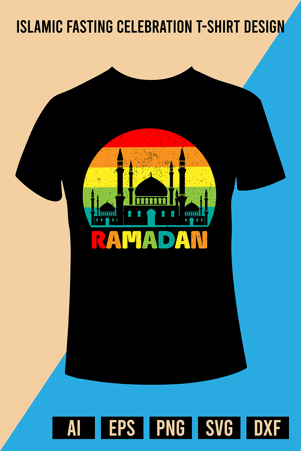 Islamic Fasting Celebration T-Shirt Design pinterest preview image.