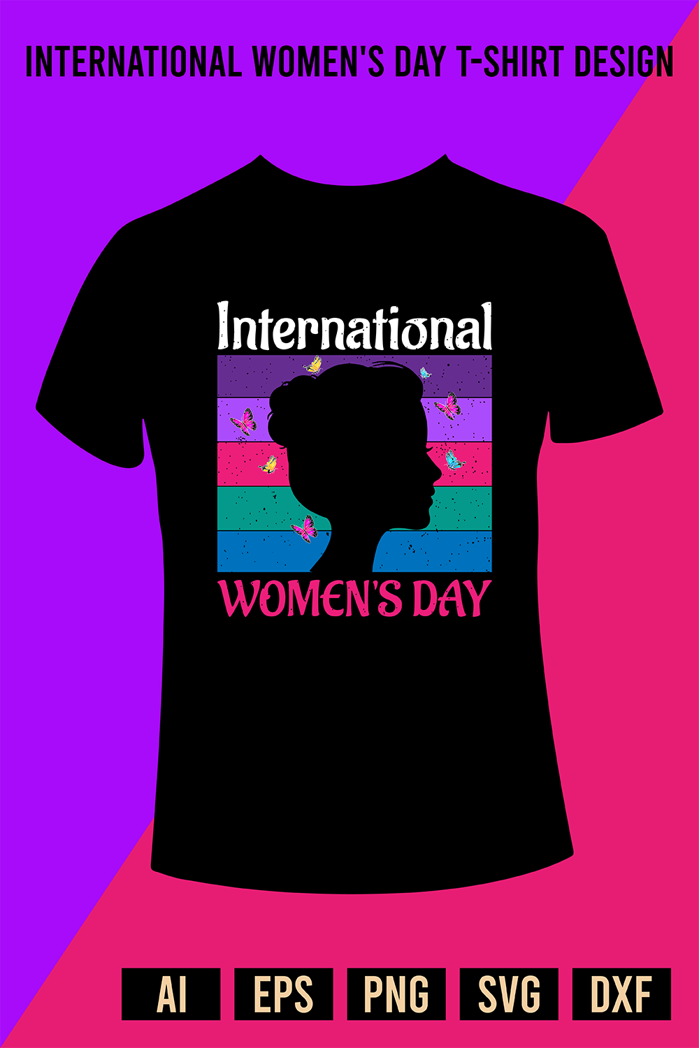 International Womens Day T-Shirt Design pinterest preview image.