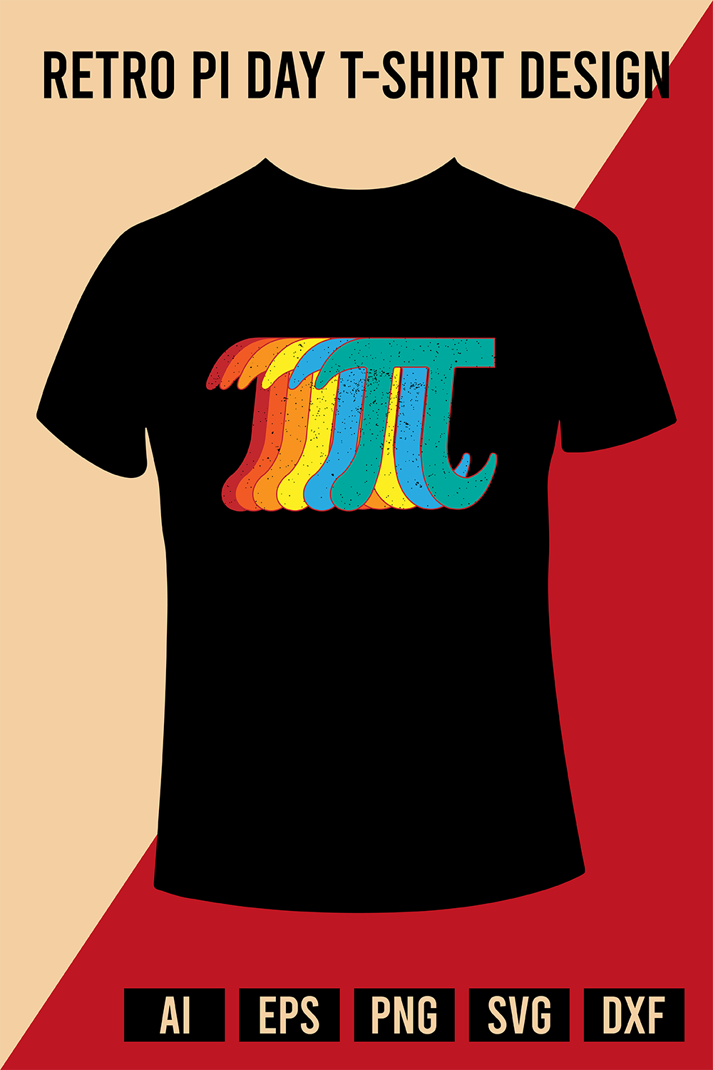 Retro Pi Day T-Shirt Design pinterest preview image.