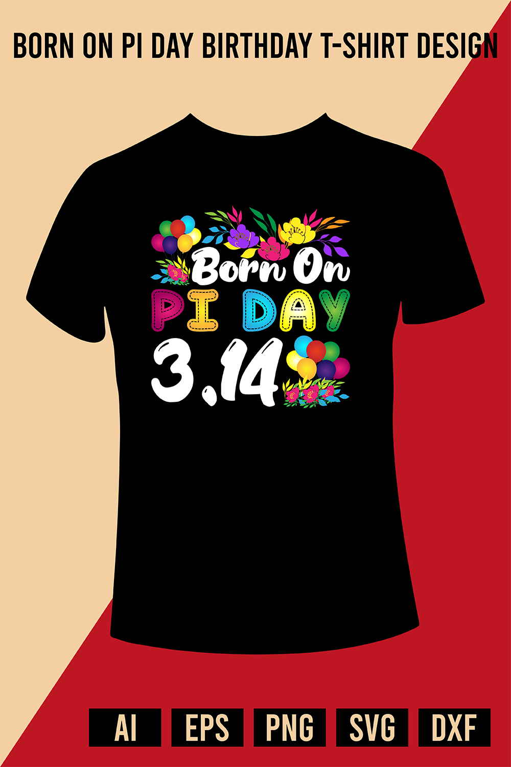 Born on Pi Day Birthday T-Shirt Design pinterest preview image.
