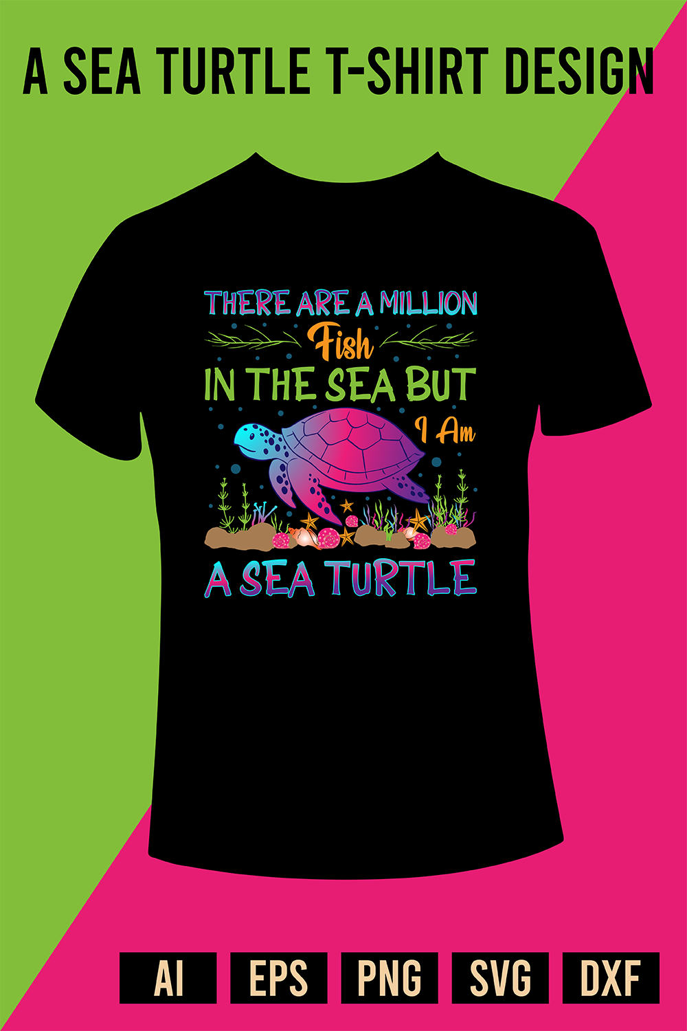 A Sea Turtle T-Shirt Design pinterest preview image.