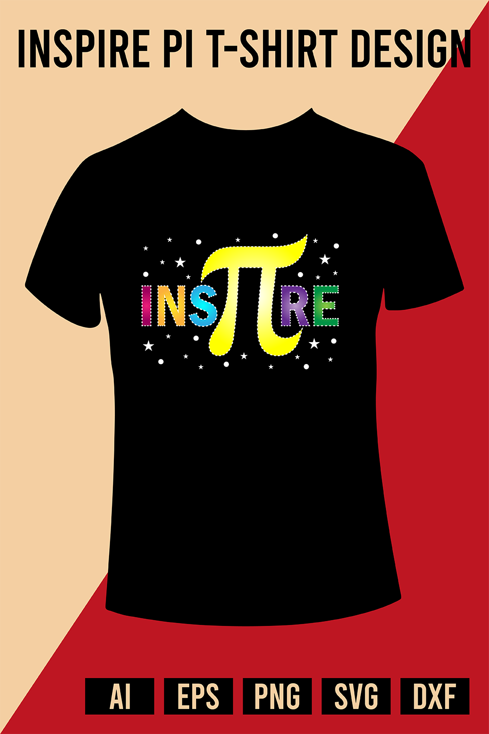 Inspire Pi T-Shirt Design pinterest preview image.