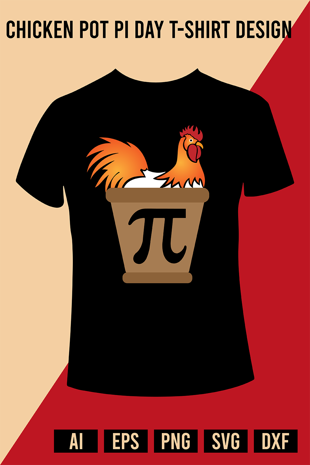 Chicken Pot PI Day T-Shirt Design pinterest preview image.