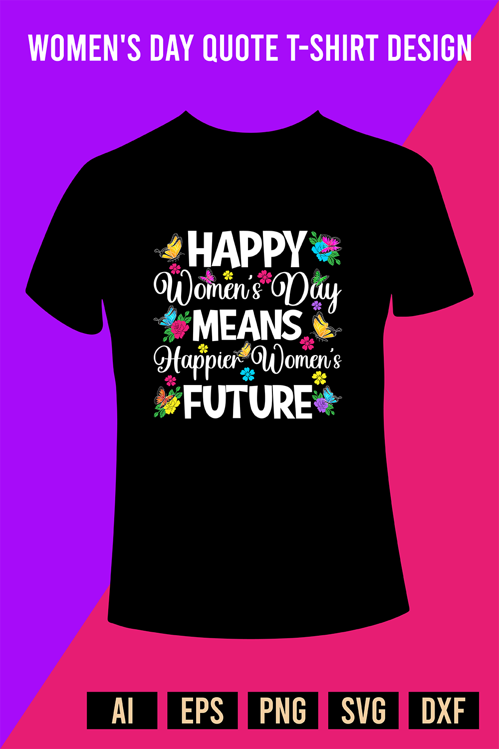 Womens Day Quote T-Shirt Design pinterest preview image.