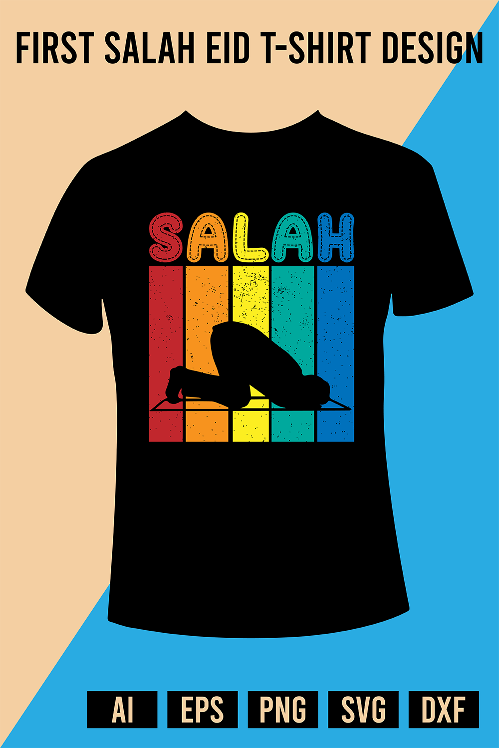 First Salah Eid T-Shirt Design pinterest preview image.