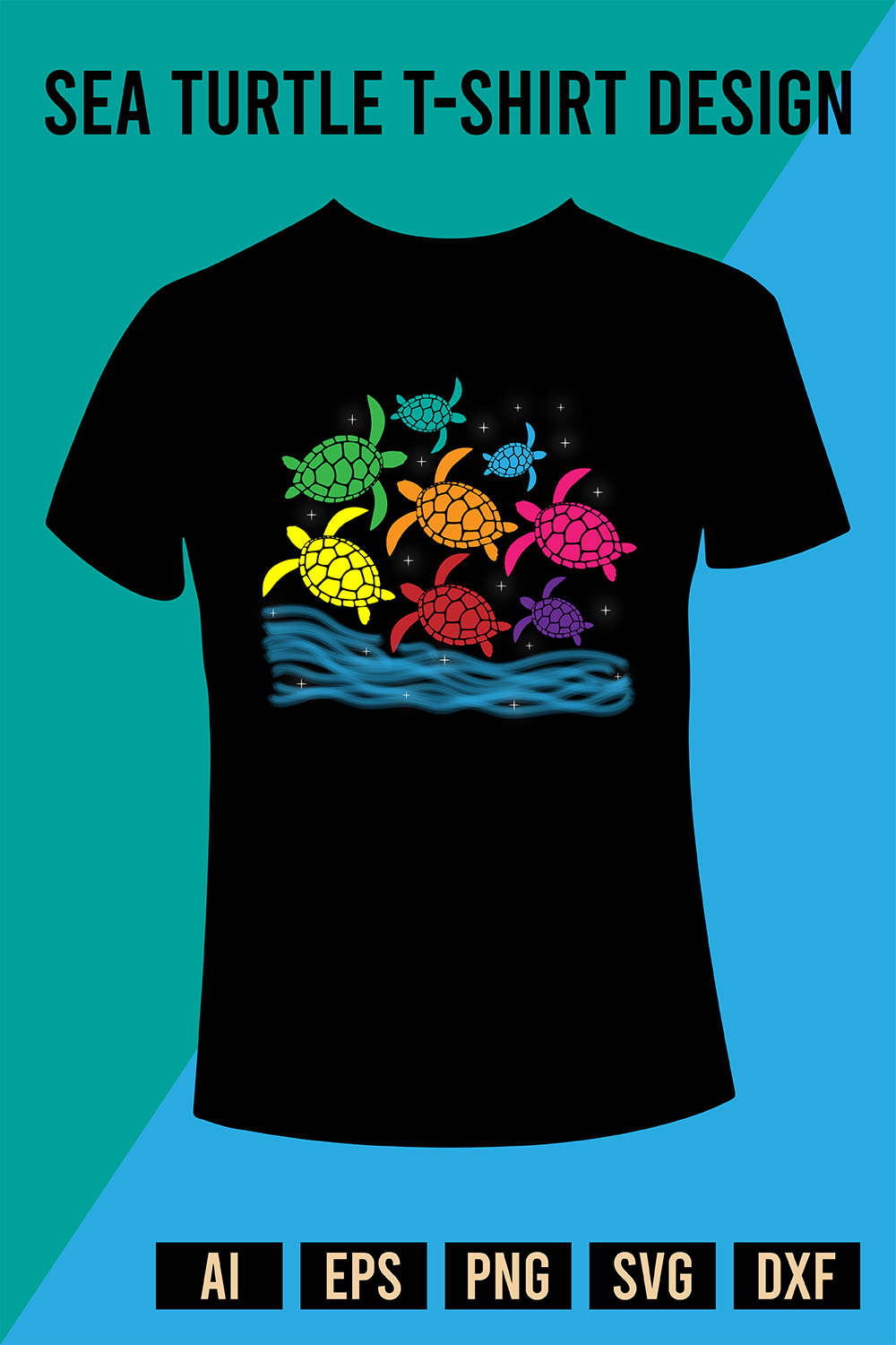 Sea Turtle T-Shirt Design pinterest preview image.