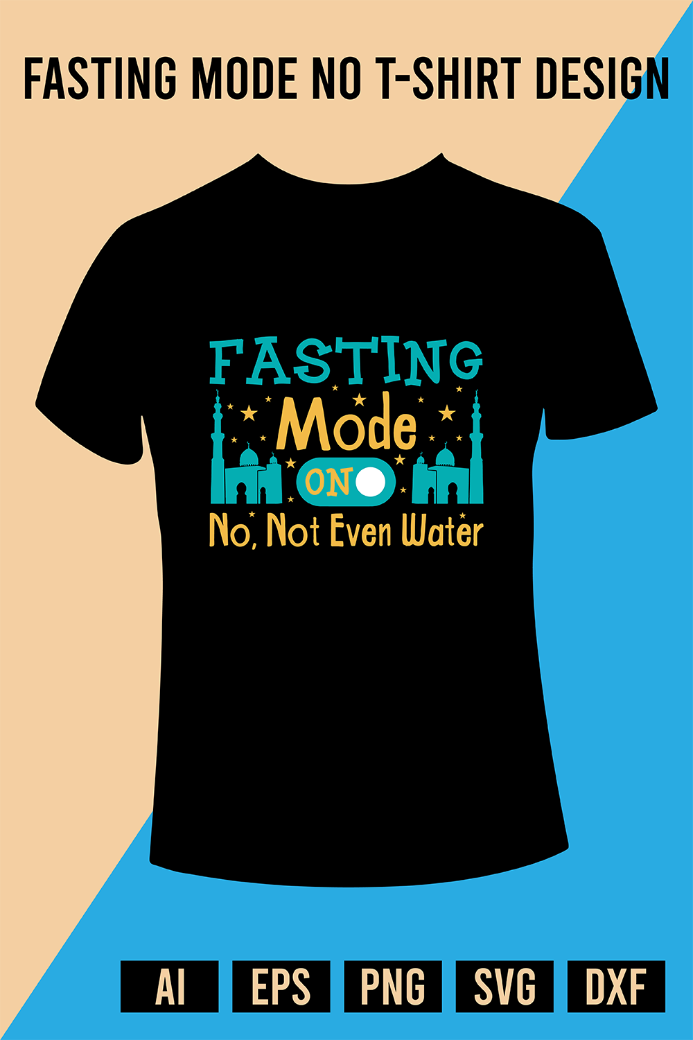 Fasting Mode On T-Shirt Design pinterest preview image.