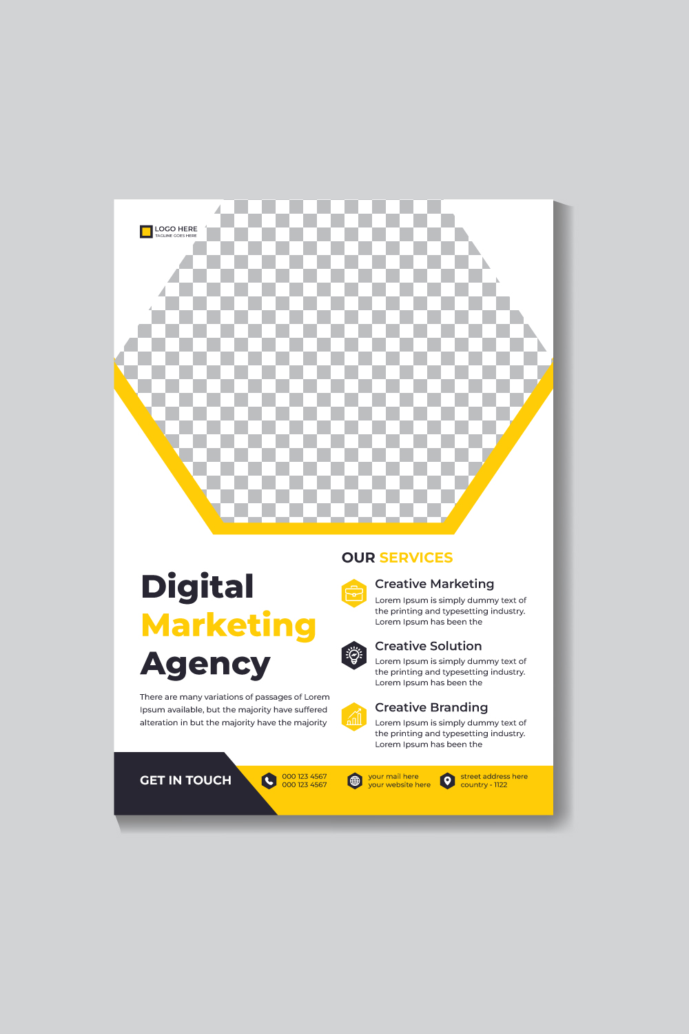 Corporate Modern Marketing Business Flyer Design Template pinterest preview image.