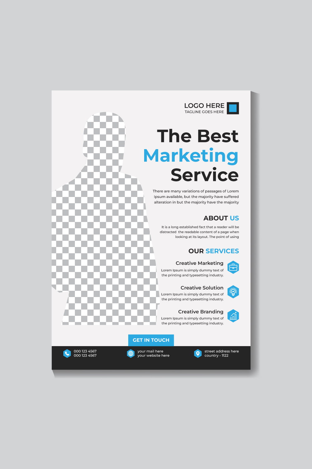 Corporate Creative Modern Marketing Business Flyer Design Template pinterest preview image.