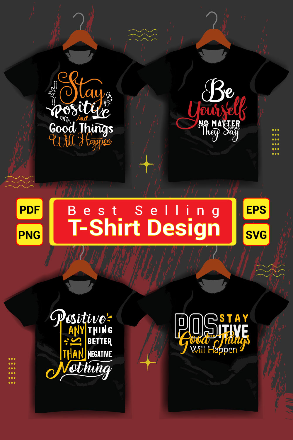 T-Shirt Design And Best Selling Typography Motivational Quote pinterest preview image.