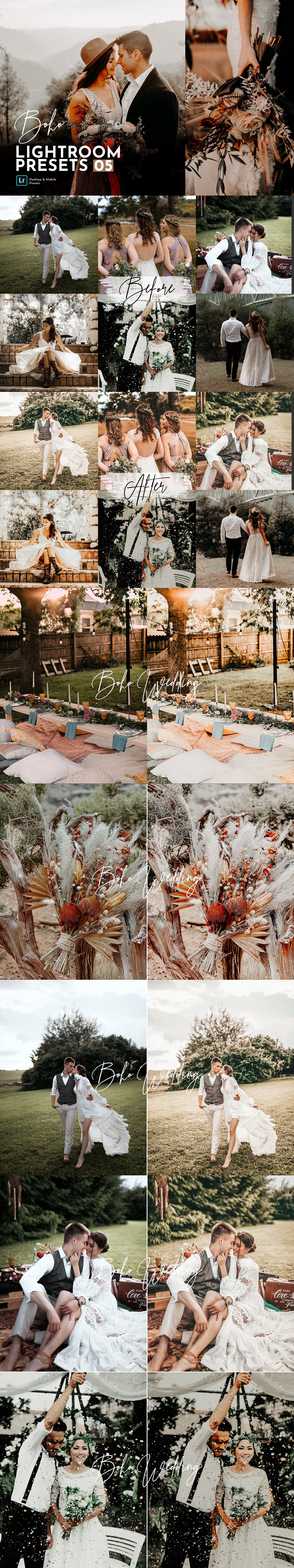 Boho Wedding Lightroom Presets Packcover image.