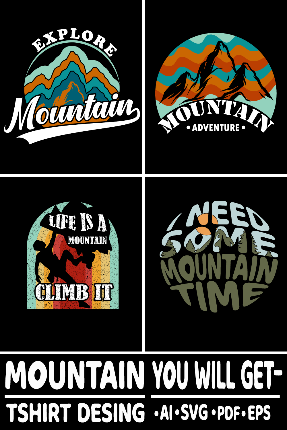 Mountain t-shirt Desing pinterest preview image.