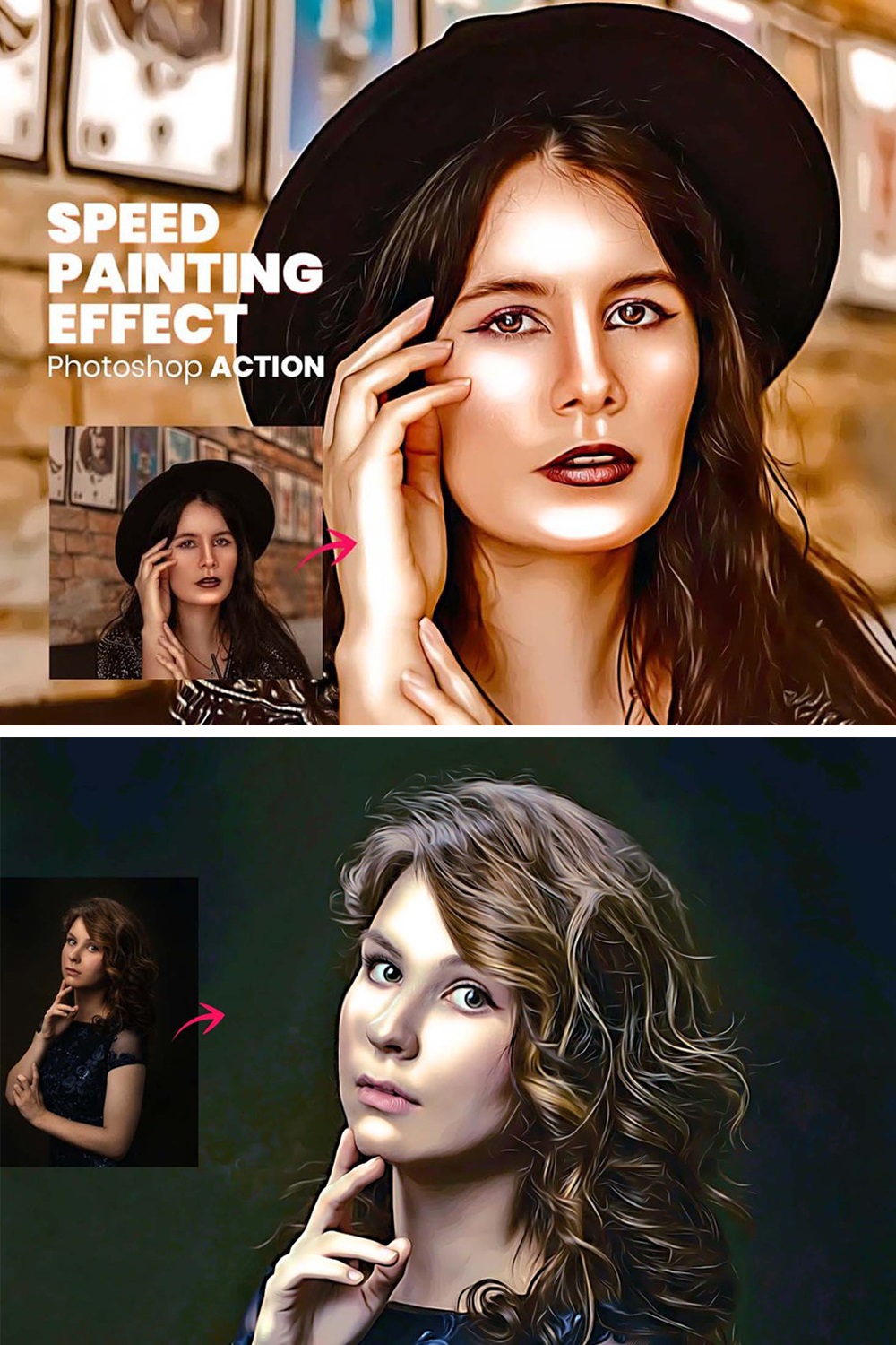 Speed Painting Photoshop Action pinterest preview image.