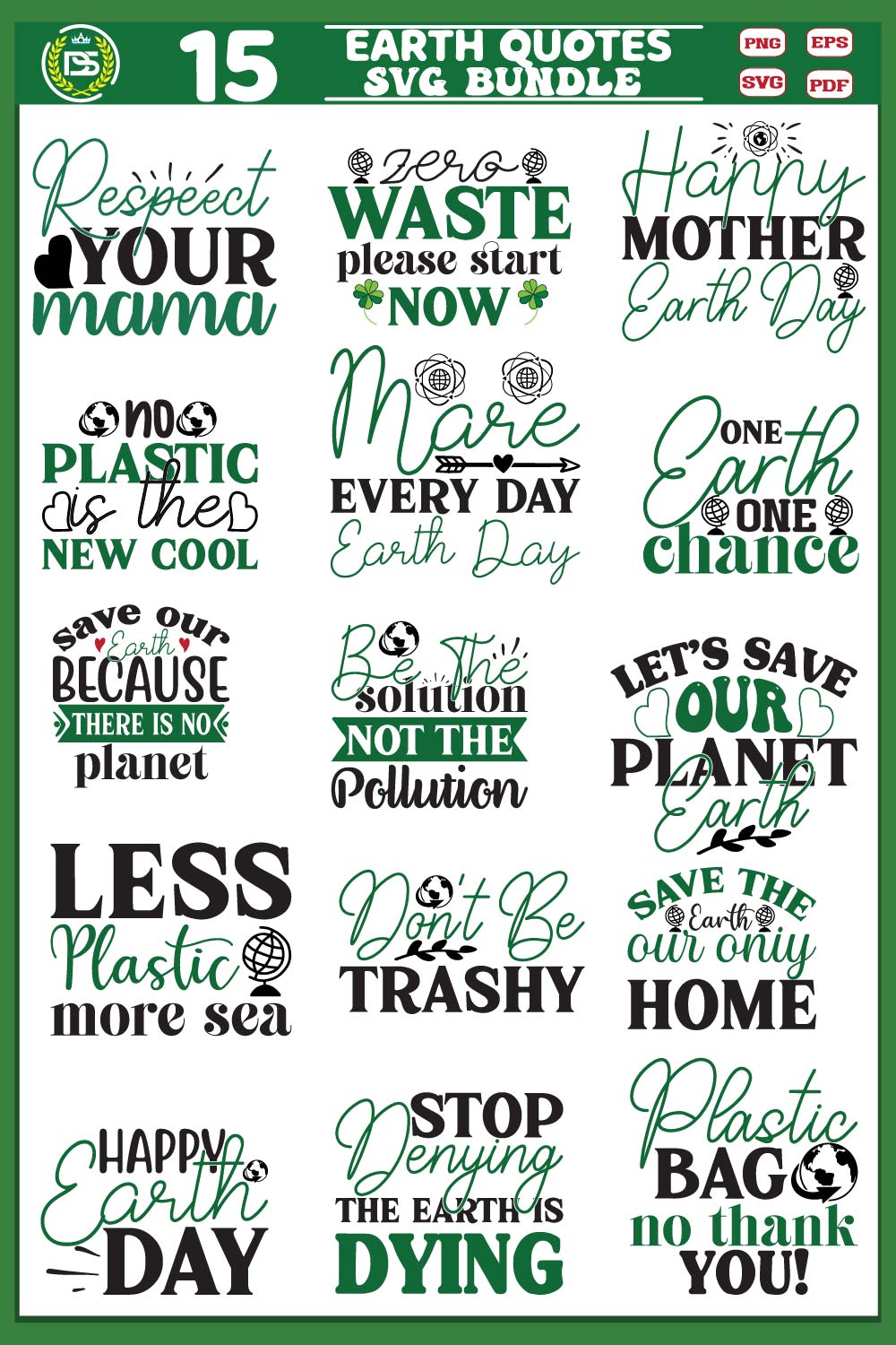 Earth Quotes SVG design Bundle pinterest preview image.