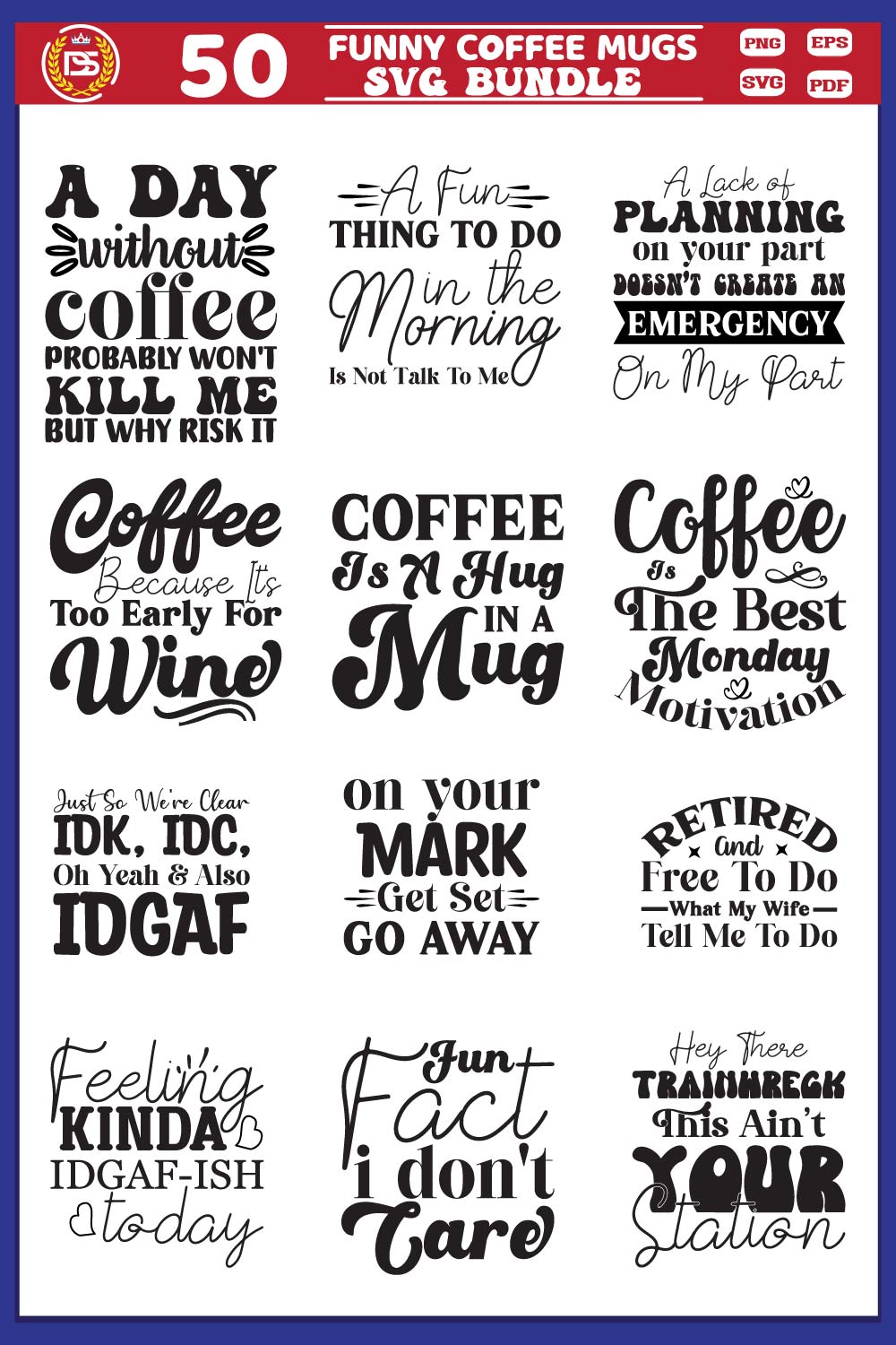 Coffee Mug SVG Bundle, Funny coffee mug svg, Coffee cup svg pinterest preview image.
