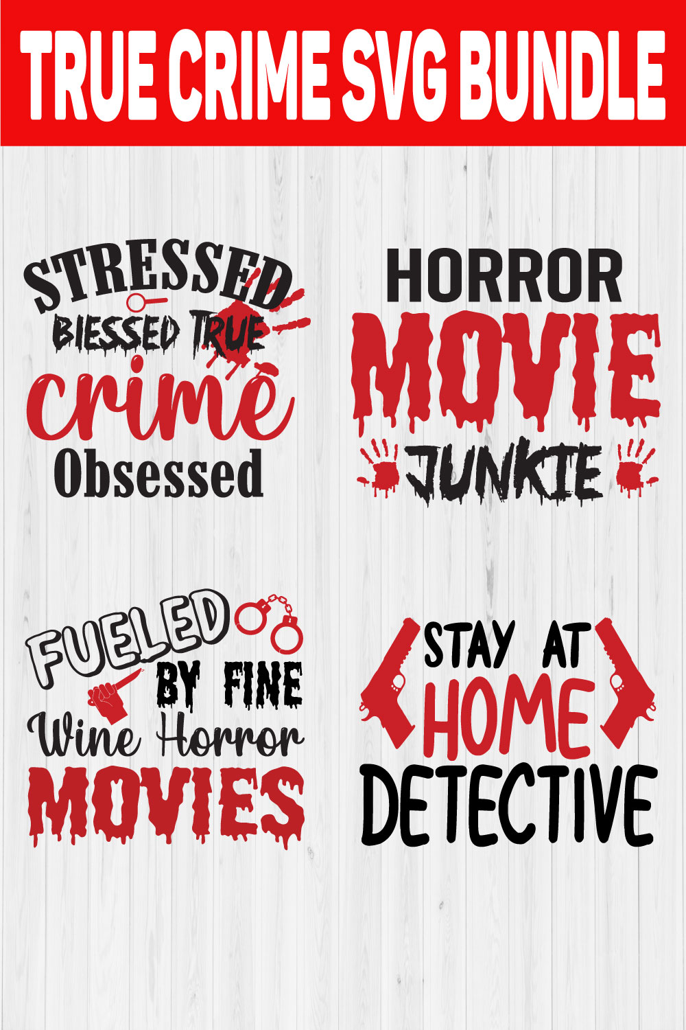 True Crime Svg Bundle Vol1 pinterest preview image.