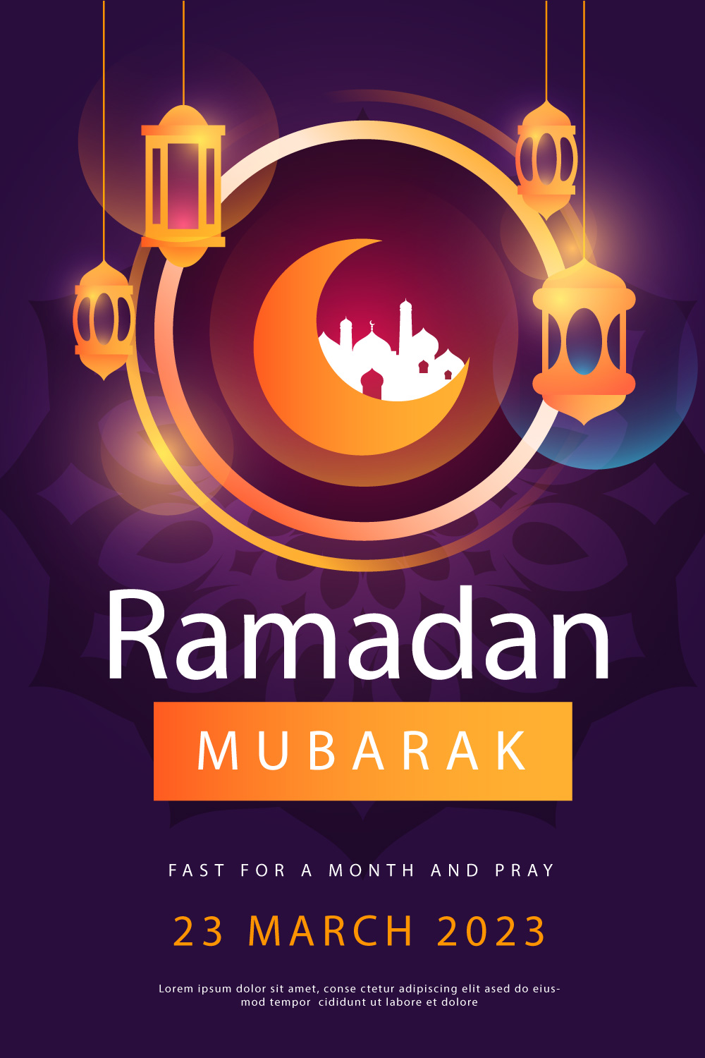 \"3\" Ramadan Kareem Poster/Flyer Design and social media post In Just 5$ pinterest preview image.