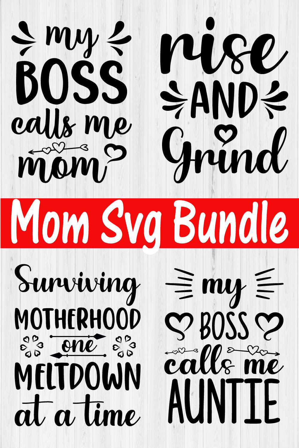 Mom Svg Design Black Set vol13 pinterest preview image.