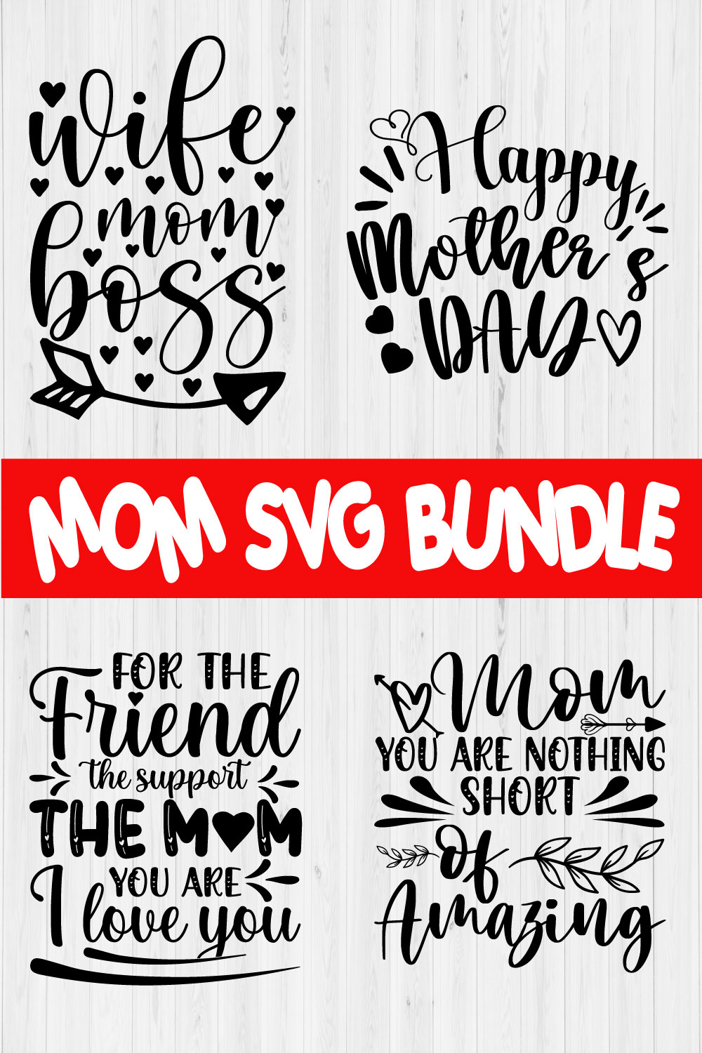 Mom Typography Svg Bundle Vol27 pinterest preview image.