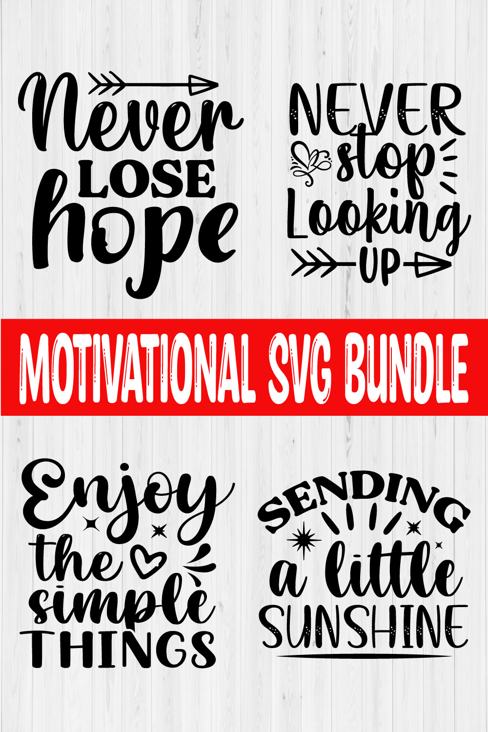 Motivational Svg Bundle Vol1 pinterest preview image.