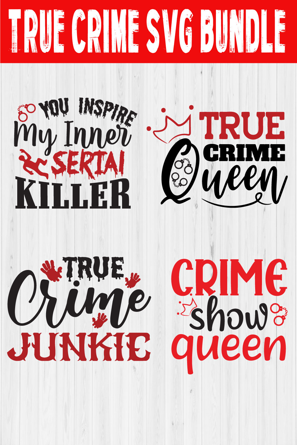 True Crime Svg Design Bundle Vol2 pinterest preview image.