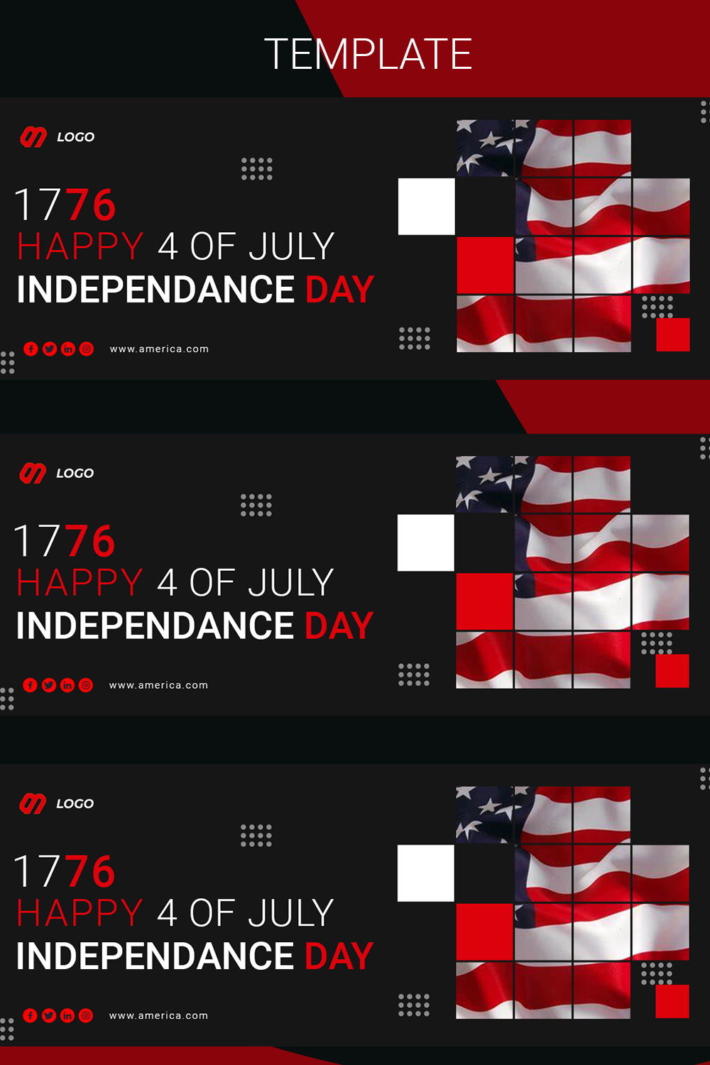 July 4th Independence Day Flyer/poster/template pinterest preview image.
