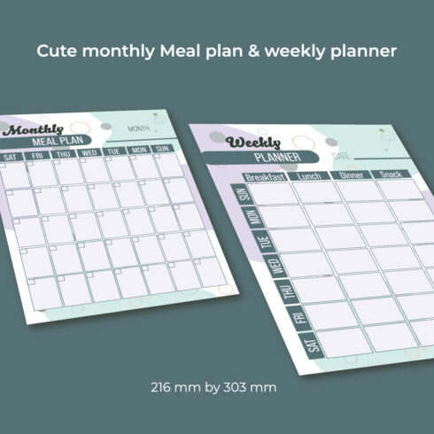 Cute Meal Planner / Monthly &amp; Weekly planner. - MasterBundles
