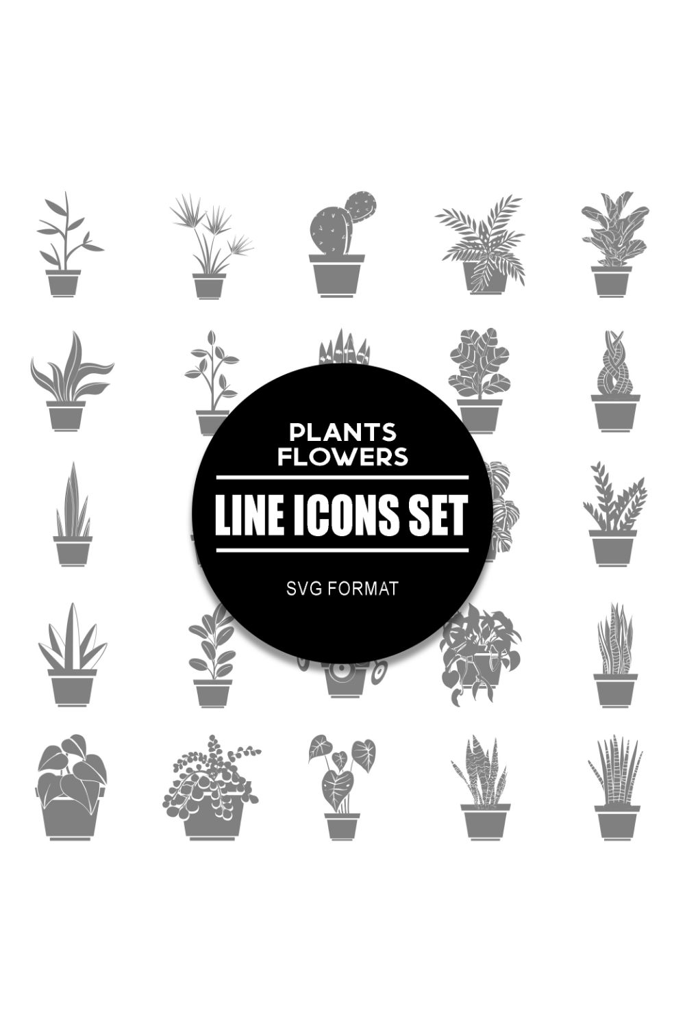 Plants and Flowers Icon Set pinterest preview image.