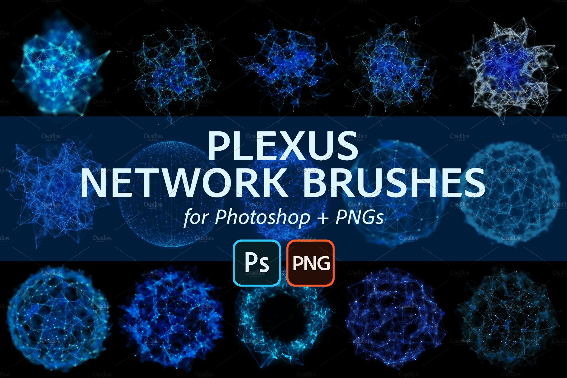 Plexus Network PS Brushes and PNGscover image.