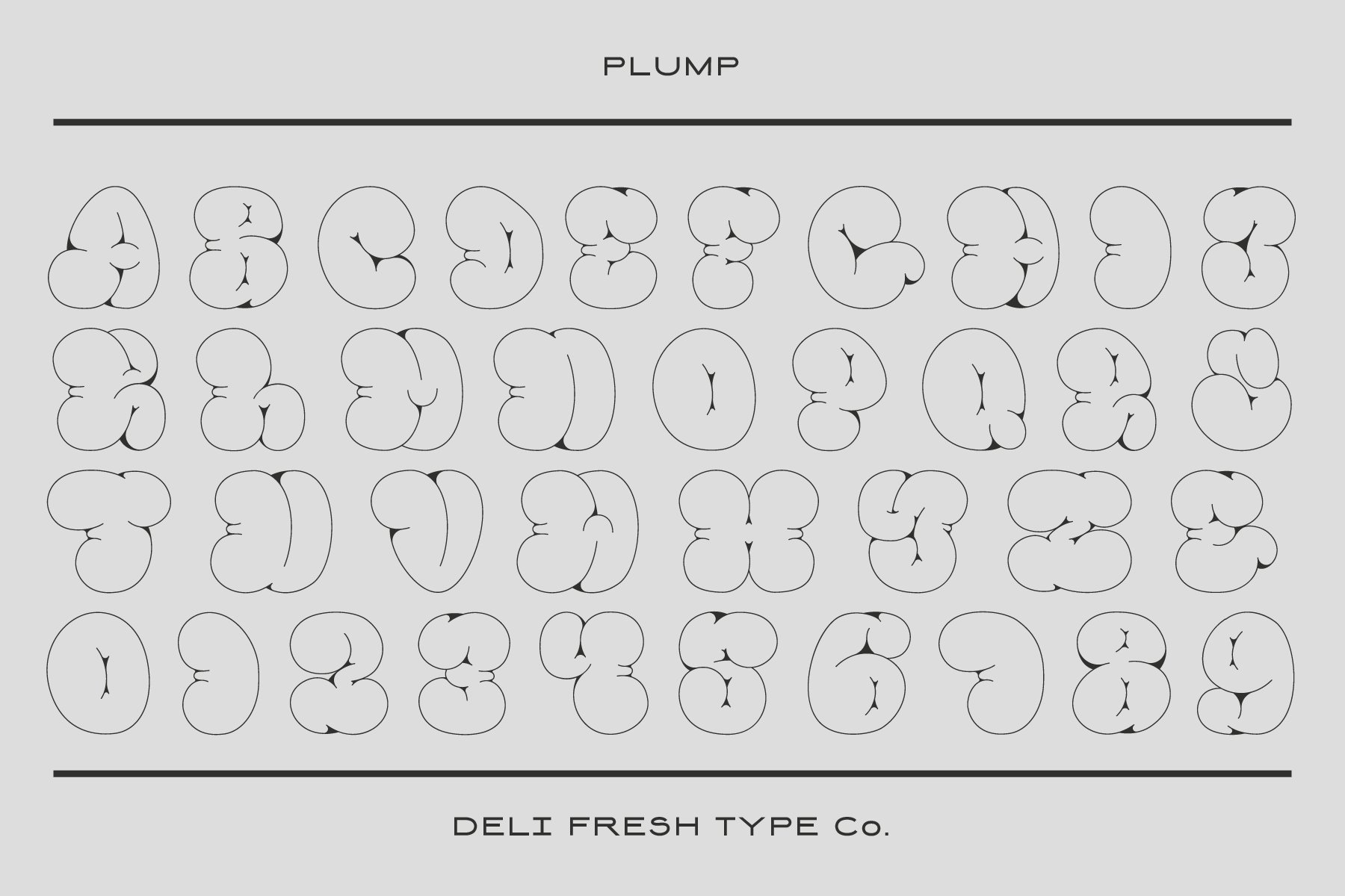 Plump: A Bubble Letter Font preview image.