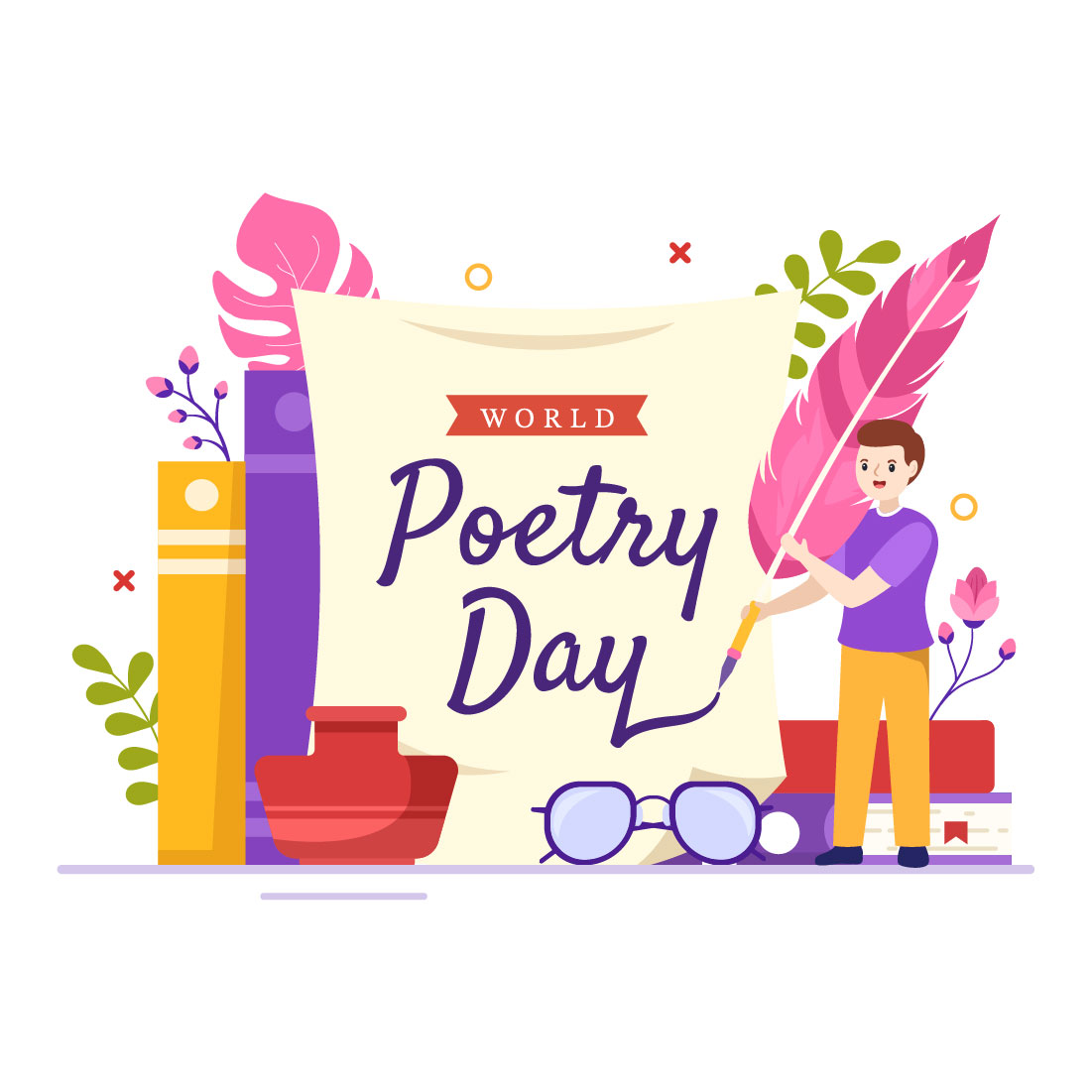 15 World Poetry Day Illustration cover image.