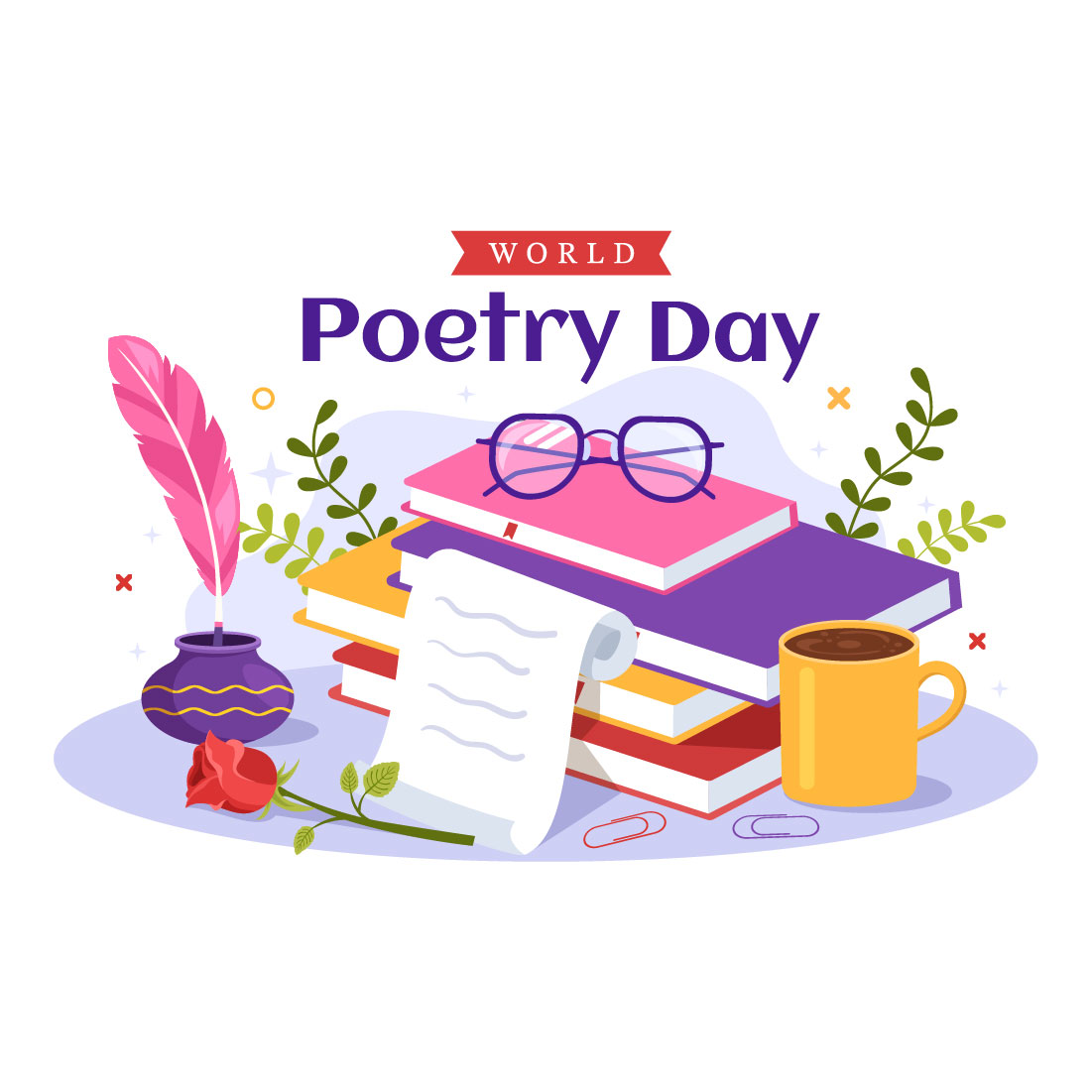 15 World Poetry Day Illustration preview image.