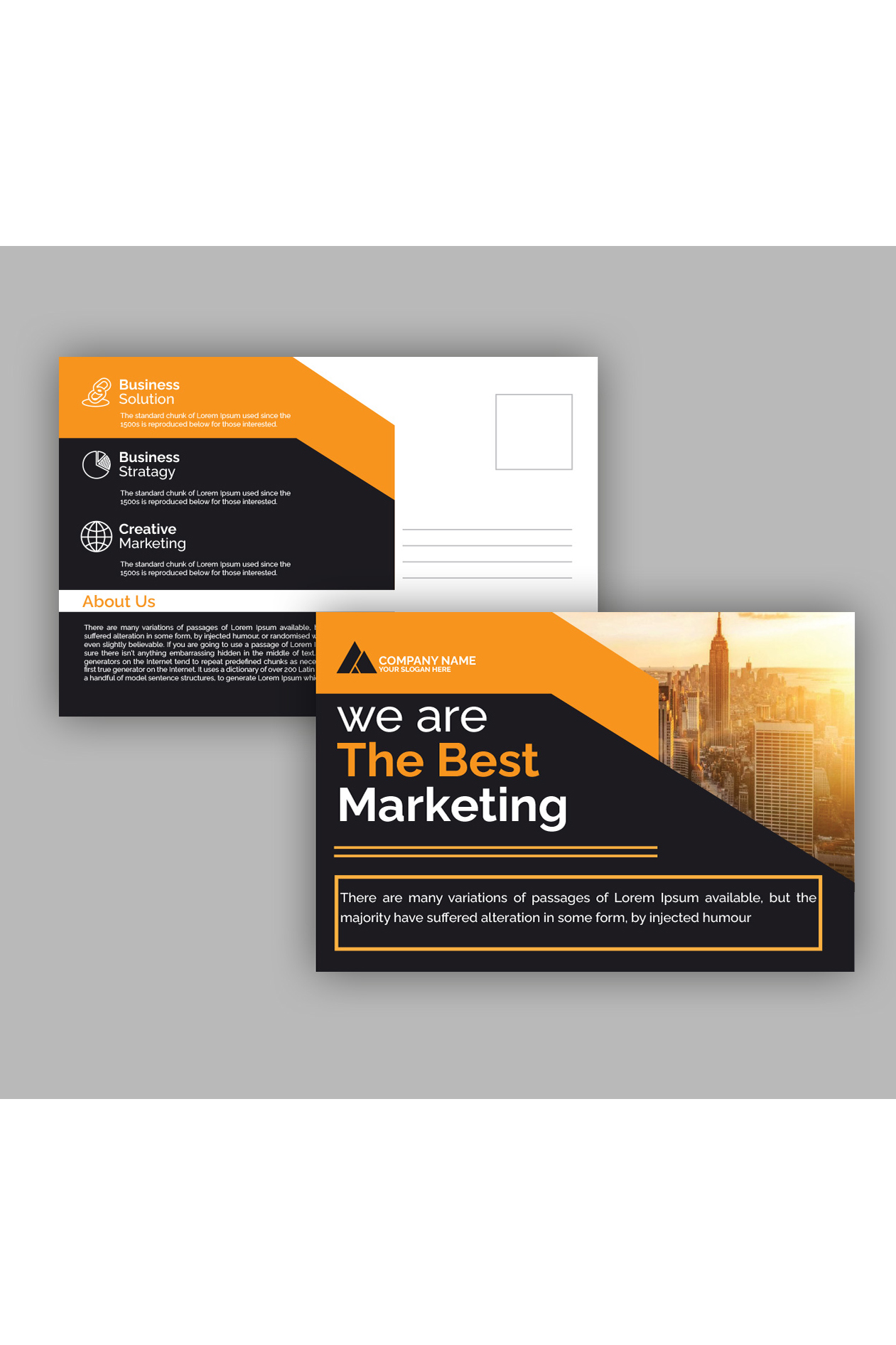 Corporate postcard & Business card Template pinterest preview image.