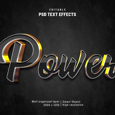 Power black gold editable textcover image.