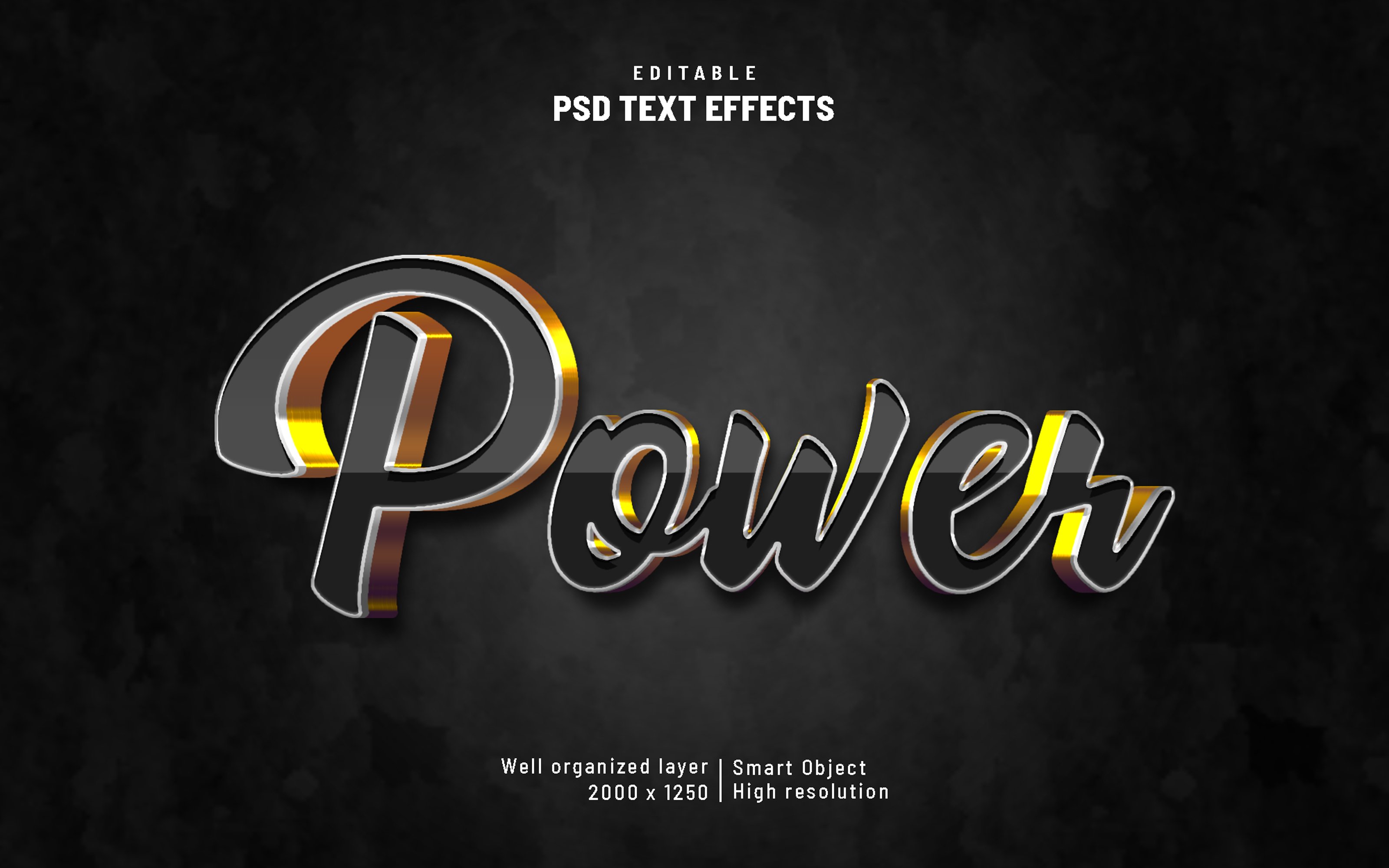 Power black gold editable textcover image.
